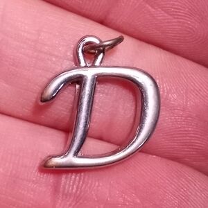 Silvertone Letter D Pendant Charm Vintage